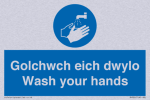 golchwch eich dwylo / wash your hands - safety sign